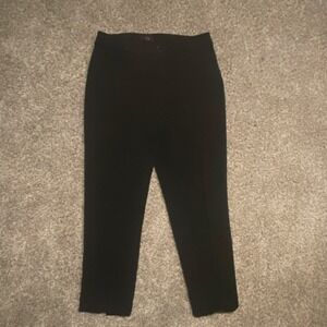 White House Black Market Slim Crop Pants Black Women Zip Button Straight Leg